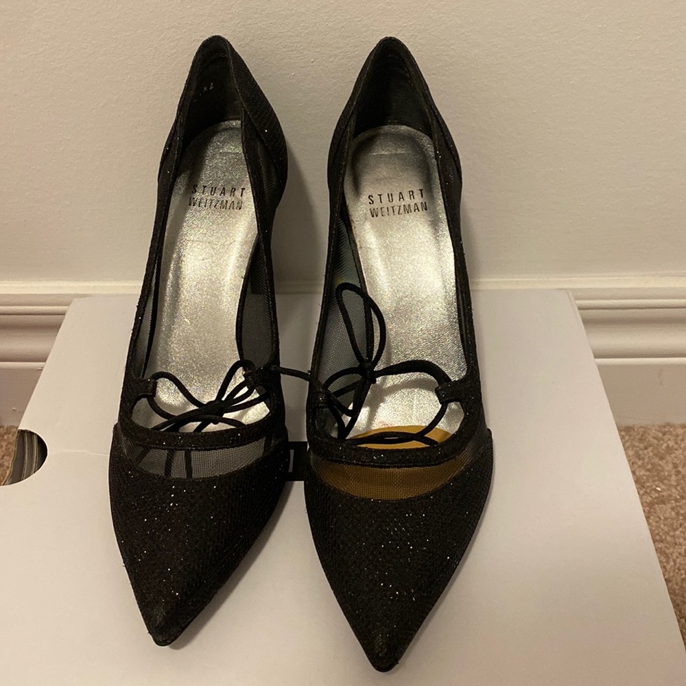 Stuart Weitzman Heels Black Sparkly Size 7